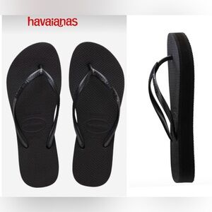 NWOT Havaianas Slim Platform Black Flipflop Sandals 39/40